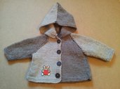 maglioncino con cappuccio da bambino 0,5-1 anno misto lana