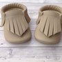 Scarpine mocassini con frange in ecopelle beige - Bambini 3-6 mesi