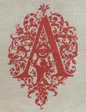 A - Monogramme Ornemental - Schema Punto Croce Iniziale A - Rouge du Rhin