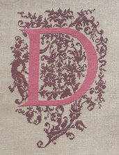 D - Monogramme Ornemental - Schema Punto Croce Iniziale D - Rouge du Rhin
