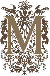 M - Monogramme Ornemental - Schema Punto Croce Iniziale M - Rouge du Rhin
