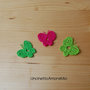 3 farfalle ad uncinetto in verde chiaro, verde scuro e fucsia - decorazione primavera - per feste e compleanni, applicazioni su accessori e abiti 