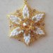 Collana a stella di perline e swarovski,bianca e oro