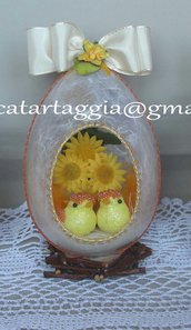 uovo plexiglass con fiori e uccellini