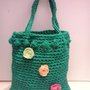 BORSA IN FETTUCCIA VERDE CON FIORI FELTRO  