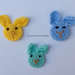 Nove (9) faccine coniglietti ad uncinetto in tre dimensioni - decorazioni primavera, Pasqua , per feste e compleanni  bambini