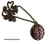 Collana in bronzo con cameo cervello creato a mano steampunk vintage