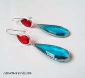 Orecchini con cristalli turchi azzurri e rossi