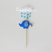 Un elefante in pannolenci blu per decorare i cupcake topper della festa a tema 'Elefantini' del vostro bambino!