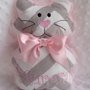 Gattino personalizzato con nome -  Peluche pupazzo gatto rosa e grigio.
