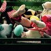 Segnaposto pasquali: Coniglietti colorati in stoffa 