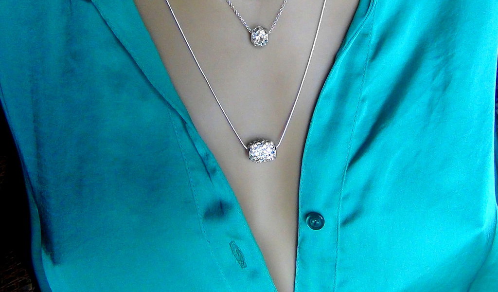 Collana Donna MicLee Con Ciondolo Stella/Cuore/Triangolo In Zirconi E Catena In Pelle, Argento 925