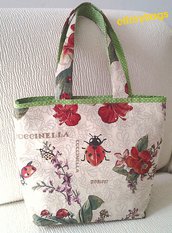 Borsa donna rosso coccinella e verde primavera handmade♥