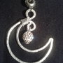 collana mezza luna pendente in filo di alluminio con perla in fimo e cristalli