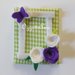 Cornicine lilla e verdi per calamite in pannolenci a fiori, pois e quadretti: bomboniere per la foto della vostra bambina!