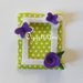 Cornicine lilla e verdi per calamite in pannolenci a fiori, pois e quadretti: bomboniere per la foto della vostra bambina!
