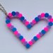 Collana lunga catenina con ciondolo cuore colorato in hama beads fatto a mano