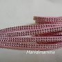 bracciale modello alcantara rosa con borchie color argento