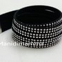 bracciale modello alcantara nero con strass 