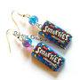 Orecchini Smarties - Kawaii in fimo e perle effetto crackle blu e rosa (su ordinazione)