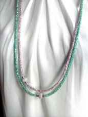 collana-bracciale stardust verde smeraldo e rosa cipria