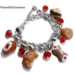 Bracciale con ciondoli creati a mano cannolo e altri dolci