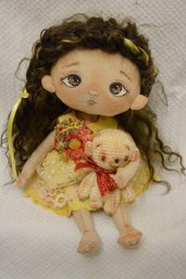 Bambola di stoffa da collezione -" ...insieme per sempre"... 28 cm Riservata per S.