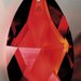 114 Lampadario 6  luci in vetro di murano rosso e trasparente con cristalli swarovski