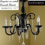 117 Lampadario 6 luci in vetro di murano nero e cristalli swarovski