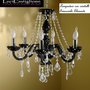 122 Lampadario 6 luci in vetro di murano nero e cristalli swarovski