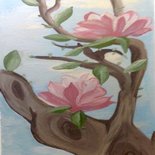 Magnolia dipinta a primavera