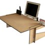 Crodesk, scrivania in legno geek da letto o divano organizer con display stand per smartphone e docking station per tablet
