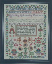 Ann Ward 1847 - Schema Punto Croce Riproduzione Sampler Antico