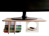 Skon, stand in legno per monitor con organizer per scrivania 