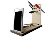 Papp, organizer - svuotatasche in legno per scrivania con portapenne e display stand per smartphone