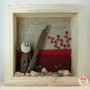 Pebble art - Decorazione camerette dei bambini - Owl wall art - Quadro 3d "Gufetto bianco tra le rose rosse"