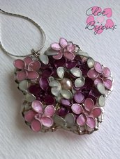 Collana fiori smalto rosa Collana fiori smalto rosa