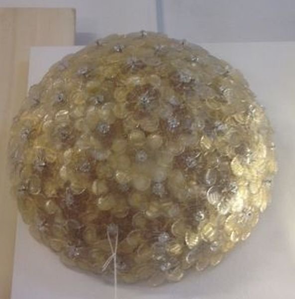 201 roxette plafoniera in vetro di murano cristallo oro per la ca ... Plafoniere vetro di murano