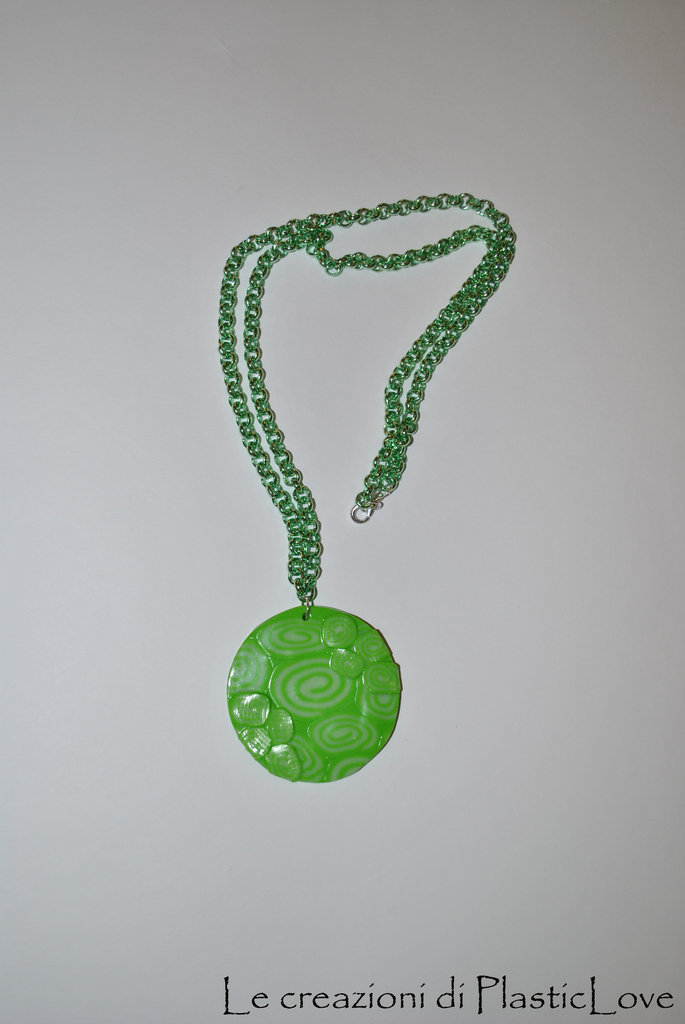 Collana Con Medaglione Galleggiante In Acciaio Inox 35mm – Rotonda, Catena 71 Cm, Ipoallergenica, Regalo Personalizzato