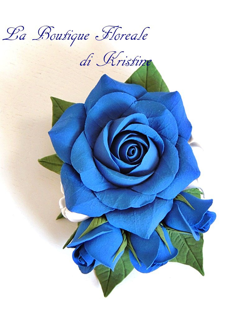 Spilla Rose Blu fatta a mano