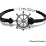 bracciale con timone uomo donna metallo cordino nero unisex mare estate