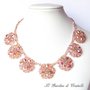 Collana girocollo con fiori in mezzo cristallo rosa cipria fatta a mano – Peonia