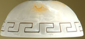 Coppa in vetro di murano ambra, decoro greca,  ricambio per lampadari