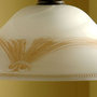 Coppa in vetro di murano bianco latte con decoro "Tenda", ricambio per lampadari