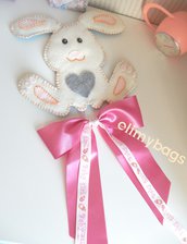 Fiocco nascita rosa con coniglietto in pannolenci fatto a mano♥