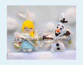 Personaggi Frozen, Elsa ed Olaf, in pannolenci.