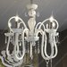 Oxford lampadario 5 luci in vetro soffiato veneziano, bianco latte, cristalli swarovski 