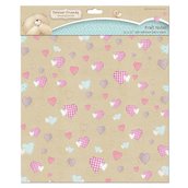 Fabric Paper 30x30 cm - Kraft Notes Hearts