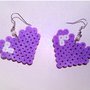 Orecchini cuori lilla con hama beads e perline