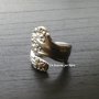 Anello con parti di cucchiaino in metallo bianco senza piombo ,replica argenteria ottocento